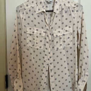 J. Crew 00 polka dot button down shirt